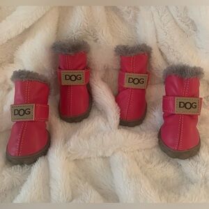 NEW Dog Boots by PAW ROLL•Pink•Lined With Soft Faux Fur•Velcro Closure